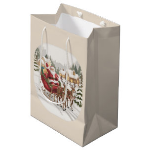 Vintage Santa Nineties Retro Santa Claus Holiday Medium Gift Bag