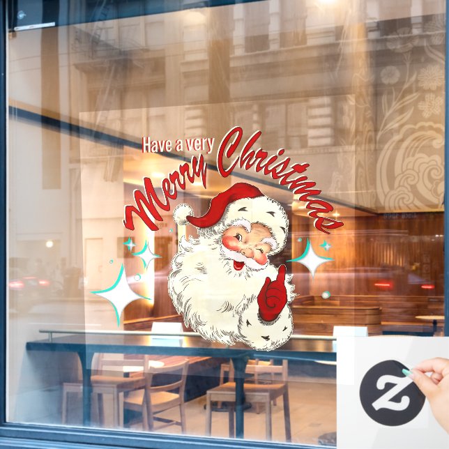 Vintage Santa No 4 Window Cling (Cafe Window)