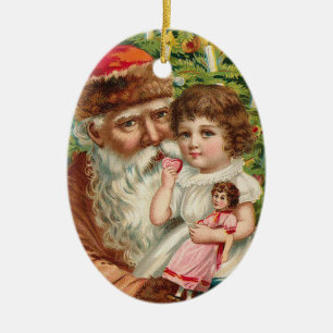 vintage_santa_old_christmas_oval _ornament ceramic ornament