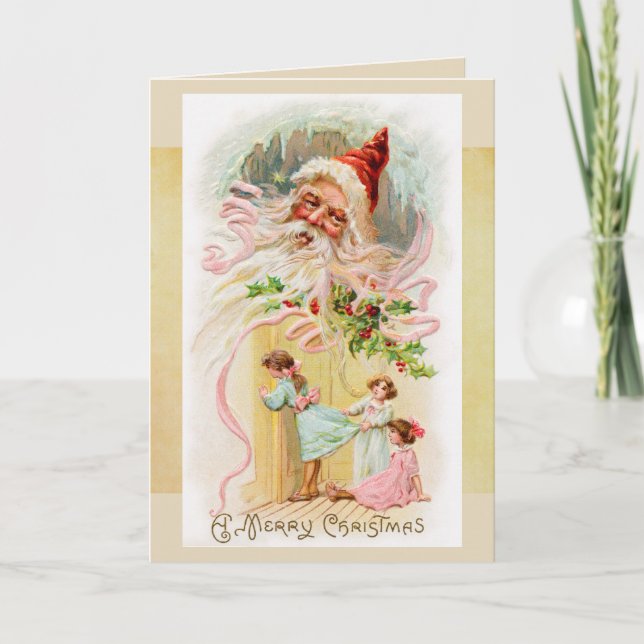 Vintage Santa on Christmas Morning Card (Front)