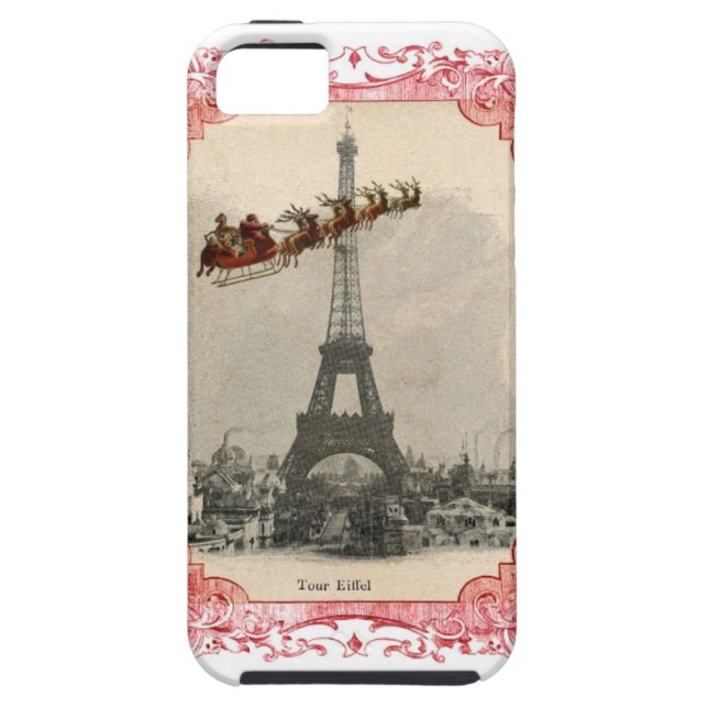 Vintage Santa over Paris Christmas Phone Case (Back)