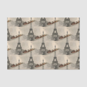 Vintage Santa over Paris Christmas Tissue Paper