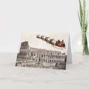 Vintage Santa over Rome Christmas Card