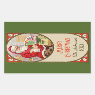 Vintage Santa Painting in Workshop Sticker