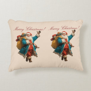 Vintage Santa Personalized Christmas Design Accent Pillow