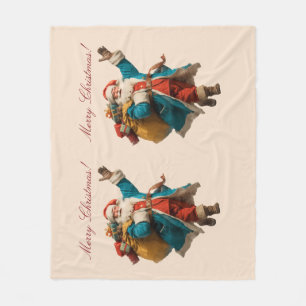 Vintage Santa Personalized Christmas Design Fleece Blanket