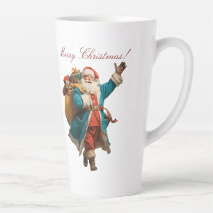 Vintage Santa Personalized Christmas Design Latte Mug