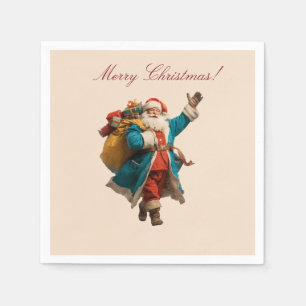 Vintage Santa Personalized Christmas Design Napkin