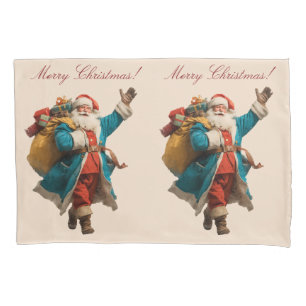 Vintage Santa Personalized Christmas Design Pillowcase