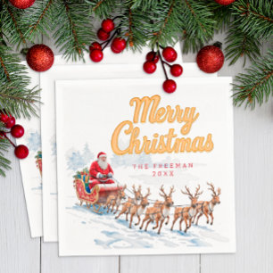 Vintage Santa Personalized Christmas Napkins