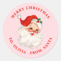 Vintage santa pink and red gift