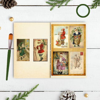 Vintage Santa Postcards Scrapbook Embellishments