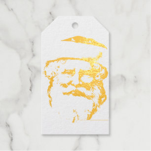 VINTAGE SANTA REAL Foil GOLD Gift Tag