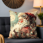 Vintage Santa Reindeer Christmas Collage Throw Pillow<br><div class="desc">Vintage Santa Reindeer Christmas Collage Festive Holiday Throw Pillow Cushion features a collage with Santa,  reindeer,  sleigh,  candy canes and floral accents. Perfect for Christmas gifts,  Christmas decor and holiday parties and more. Created by Evco Studio www.zazzle.com/store/evcostudio</div>