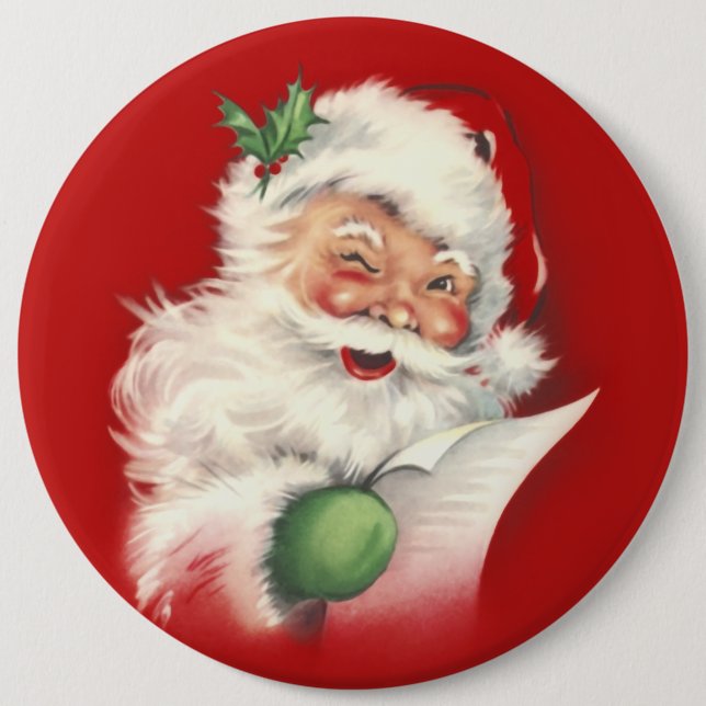Vintage Santa Reworked! 6 Inch Round Button (Front)