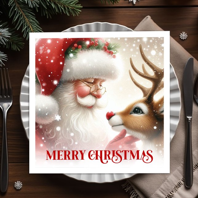 Vintage Santa Rudolph Classic Xmas Napkins (Vintage Santa Rudolph Classic Xmas Napkins)