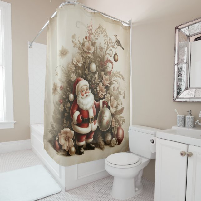 Vintage Santa Shower Curtain (In Situ)