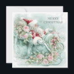 Vintage Santa Sleigh Christmas Red Blue Teal Pink Holiday Card<br><div class="desc">Elegant vintage teal, pink, and blue Christmas greeting card with Santa Claus in his sleigh wearing his red suit. Text "Merry Christmas" is on the front, and is fully customizable. So add any holiday greeting you wish. Personalized on the back with your message and name. Contact me for assistance with...</div>