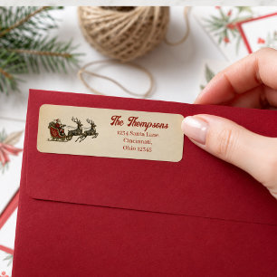 Vintage Santa Sleigh Christmas Return Address