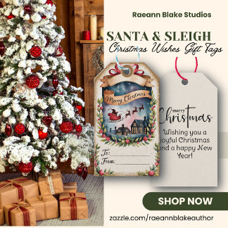 Vintage Santa & Sleigh Christmas Wishes Gift Tag