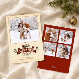 Vintage Santa Sleigh Rides Christmas Photo Collage Holiday Card