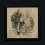 Vintage Santa Snow Christmas Tree Gift Box<br><div class="desc">A Snowy Christmas - This vintage Christmas card is based on an old-fashioned postcard from the late 1800s,  which features wonderful old image of Santa carrying a Christmas tree.</div>