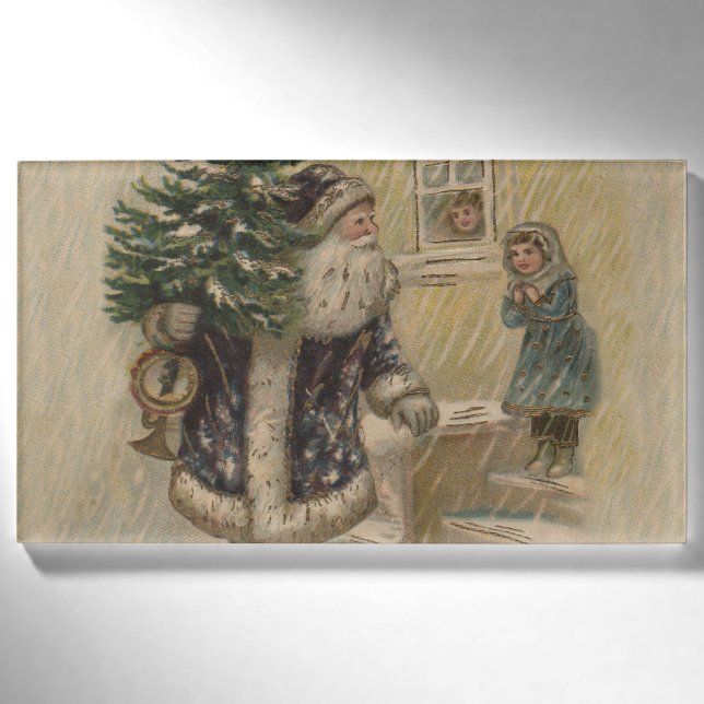 Vintage Santa Snow Christmas Tree Name Tag (Front)