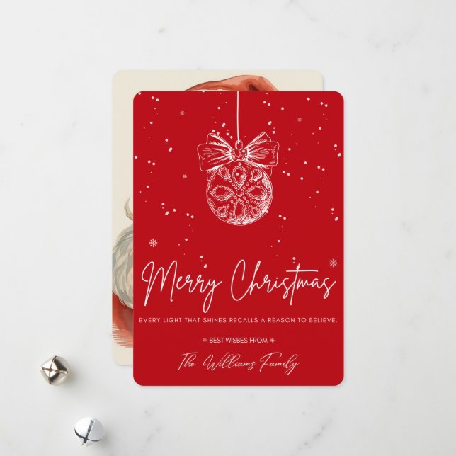 Vintage Santa & Snowfall – Elegant Christmas  Holiday Card (Front/Back In Situ)