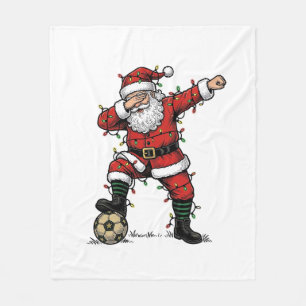 Vintage Santa Soccer Christmas Sports Shirt_1 Fleece Blanket