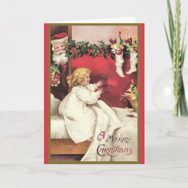 Vintage Santa Surprise Christmas Card (Front)