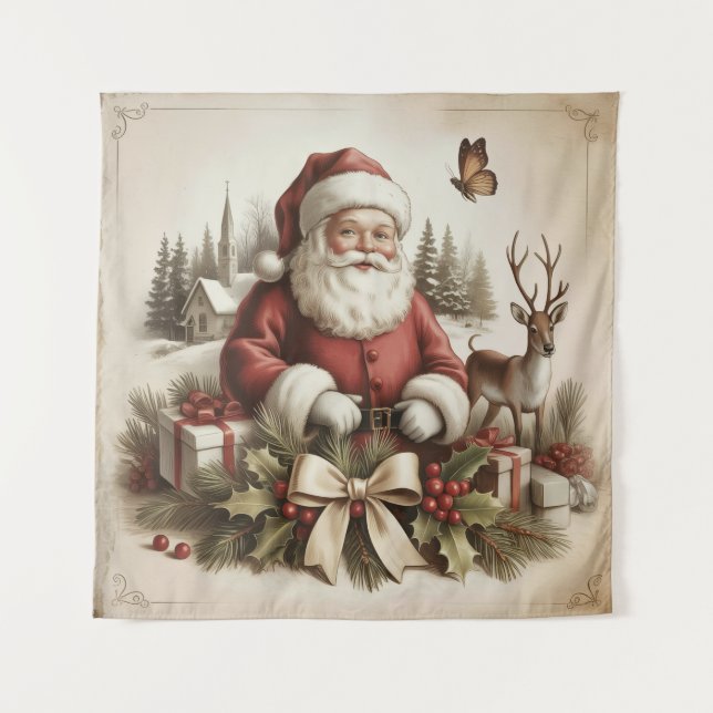 Vintage Santa Tapestry (Front)