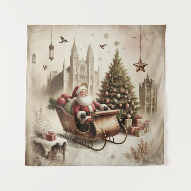 Vintage Santa Tapestry (Front)