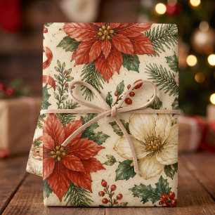 Vintage Santa Teddy Bear Christmas Wrapping Paper Sheet