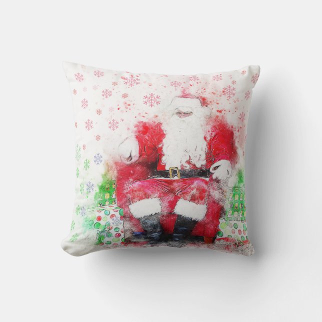 Vintage Santa Throw Pillow (Front)