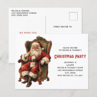 Vintage Santa Traditional Christmas Invitation