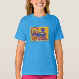 Vintage Santa Train Block Print T-Shirt
