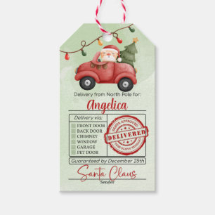 Vintage Santa Truck Christmas Gift Tag
