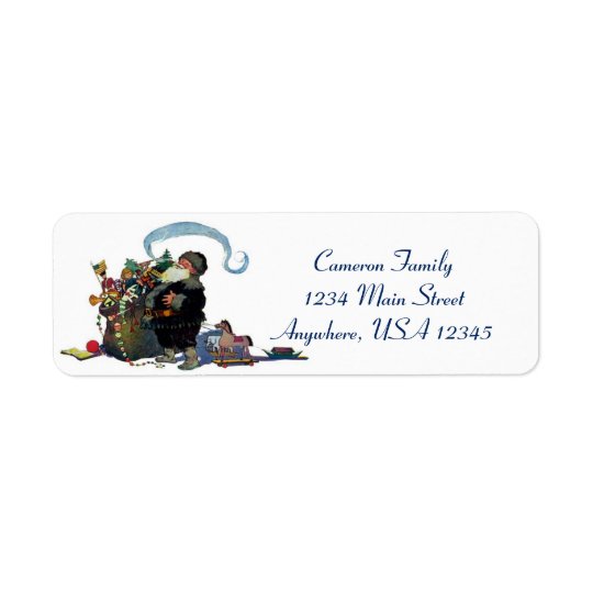 Vintage Santa w/ Bag of Toys Return Address Label