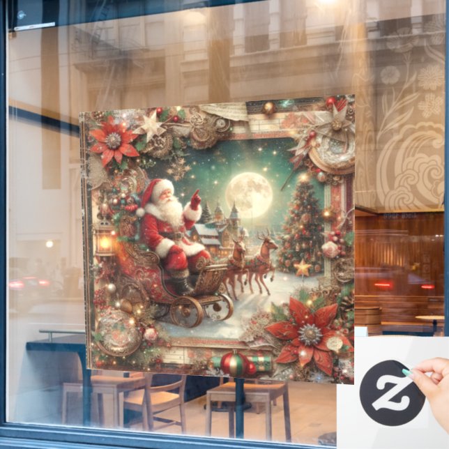 Vintage Santa Window Cling (Cafe Window)