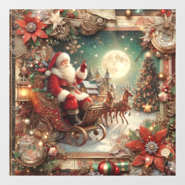 Vintage Santa Window Cling (Sheet)