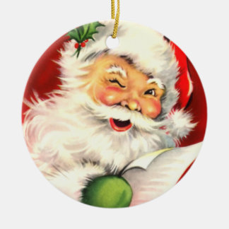 Vintage Santa Winking Christmas Ornament