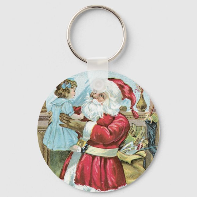 Vintage Santa with Child Keychain (Front)