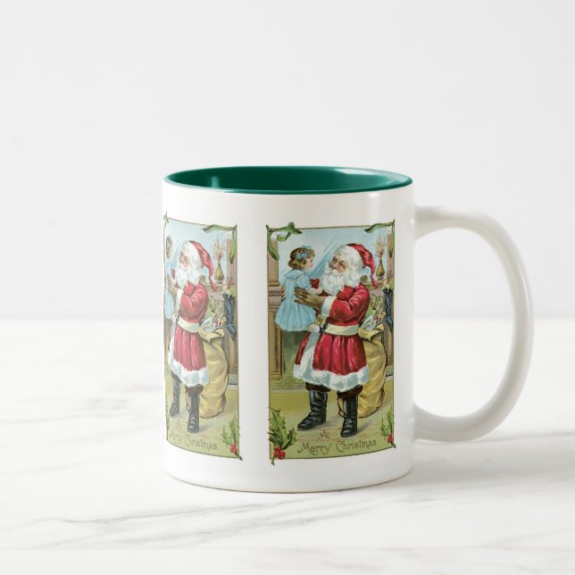 Vintage Santa with Child Two-Tone Coffee Mug (Right)