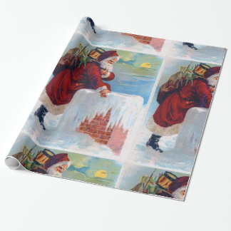 Vintage Santa with Chimney Wrapping Paper