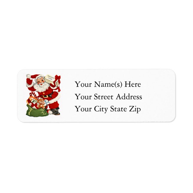 Vintage Santa With Christmas Cheer Address Label (Front)