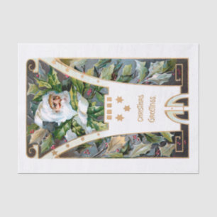 Vintage Santa with Holly & Gold Stars Tissue Paper