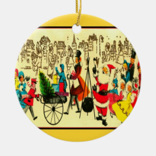 Vintage Santa with Kettle Ornament