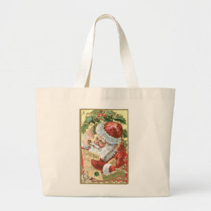 Vintage Santa with List Large Tote Bag