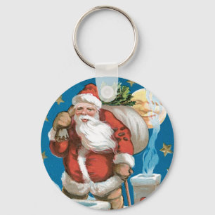 Vintage Santa with Moon Keychain