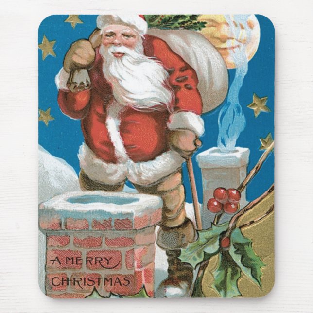 Vintage Santa with Moon Mouse Pad (Front)